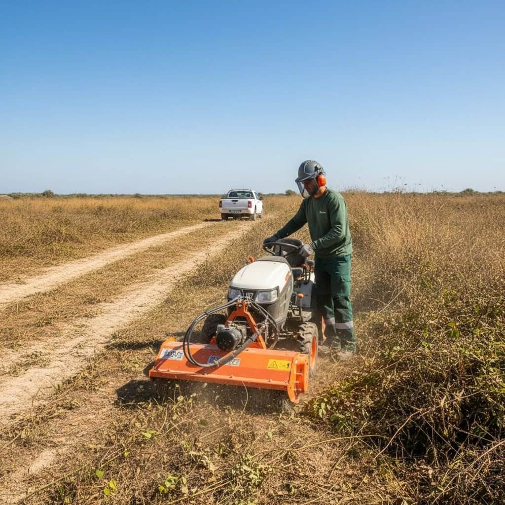 Limpieza con tractor en parcela grande